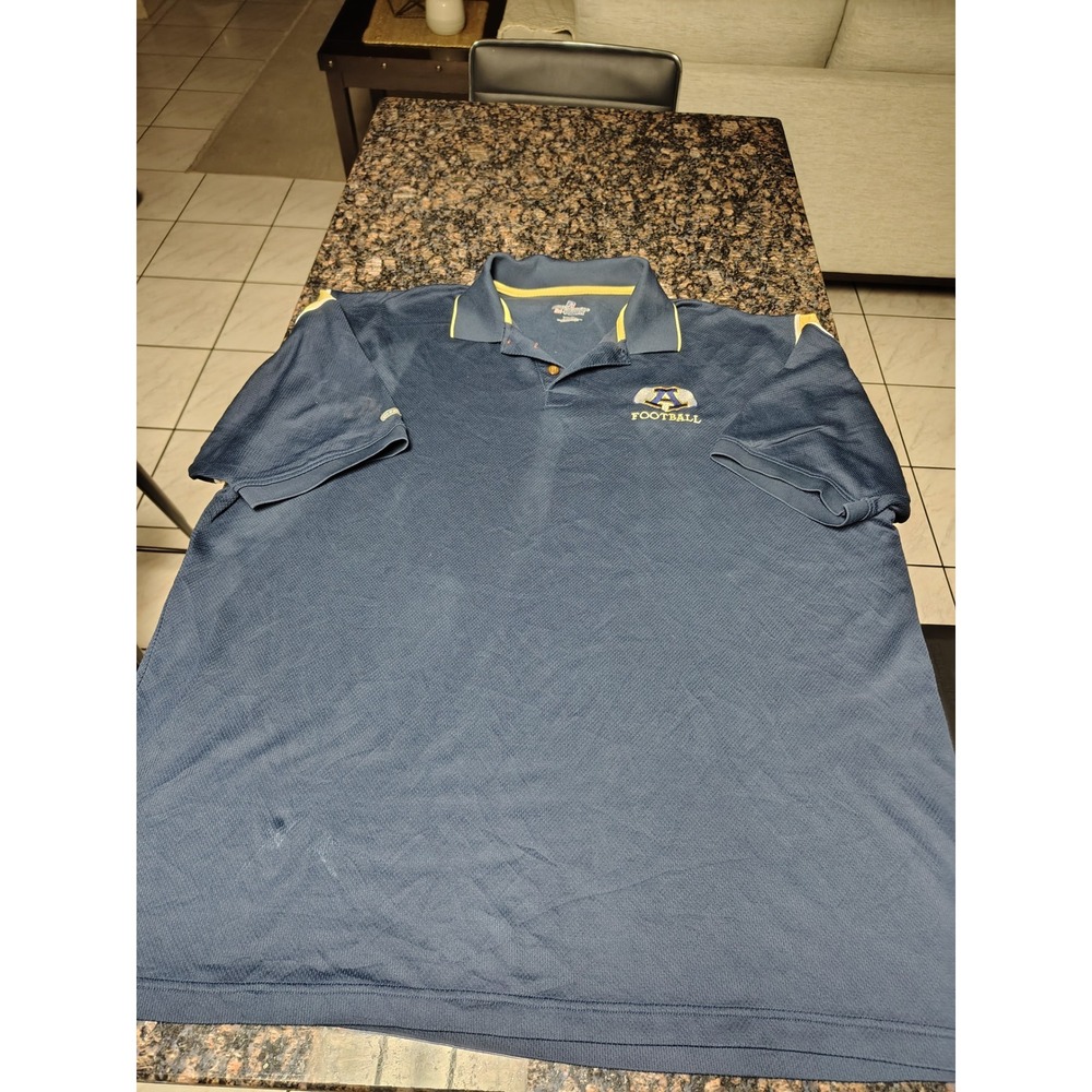Russell Athletic Dri-Power Mens XXL Navy Blue Football Polo Shirt Snag